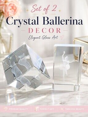 Crystal Glass Ballerina Decorative Art Set